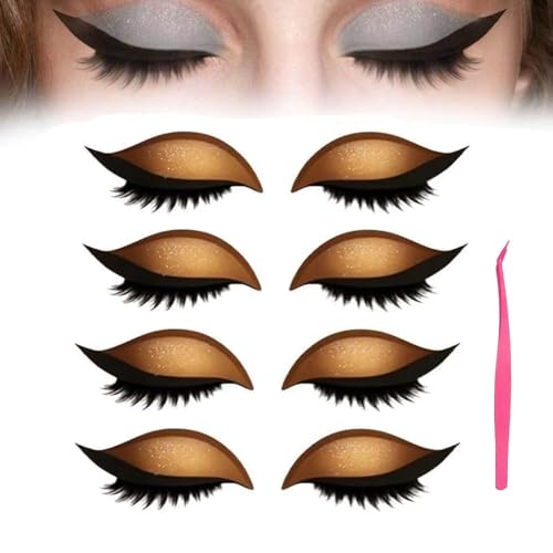 4/8 Pairs Lazy Eye Shadow Eyelash Patch,Colorful Eyeshadow Eyelashes Makeup Stickers,Eyeshadow & False Lashes 2-In-1 Reusable Ey