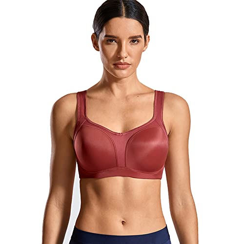Sujetadores deportivos para mujer con tirantes regulables y soporte sin aros color rojo