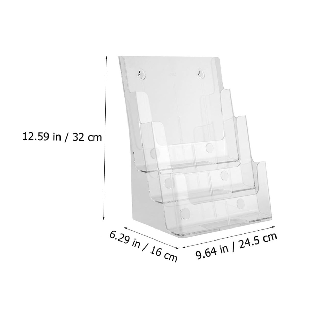 Porta Riviste Acrilico Trasparente a 3 Strati 245x160x320mm, Organizzatore di Documenti Cartacei e Portaoggetti per Ufficio, Scaffale Portadocumenti da Scrivania per Cataloghi