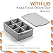 Nax Caki Large Ice Cube Tray with Lid, Stackable Big Silicone Square Ice Cube Mold for Whiskey Cocktails Bourbon Soups Frozen Treats, Easy Release BPA Free