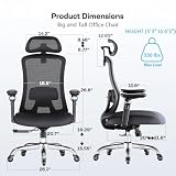 Marsail Ergonomic Office Chair with 6D Armrests, Ergonomic Chair with 3D Adjustable Headrest, Slide Seat, Lumbar Support, and 4-Position Tilt Lock – Big and Tall Office Chair with 330 lbs Capacity