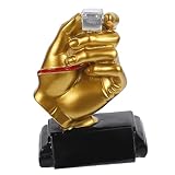 Mipcase Resin Soccer Trophy Ornament Hand Whistle Desktop Decor Decorative Football Award for Home Office and Parties for Sports Fans and Collectibles
