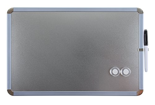 silberne Magnet-Tafel mit blauem Kunststoffrahmen, 28 x 43 cm