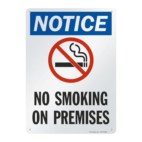 Panneau No Smoking On Premises SmartSign plaque aluminium signalétique extérieure
