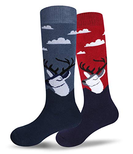 Ski Socks Kids Winter Warm Thermal Snow For Boys Girls(2pack /3pack) (2-pack(red+blue), Small)