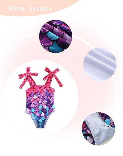 Image of Toddler Swim Suit Girl Summer Bow Strap Beach Swimwear One Piece Bathing Suits for Girls 3-6 Months Mermaid