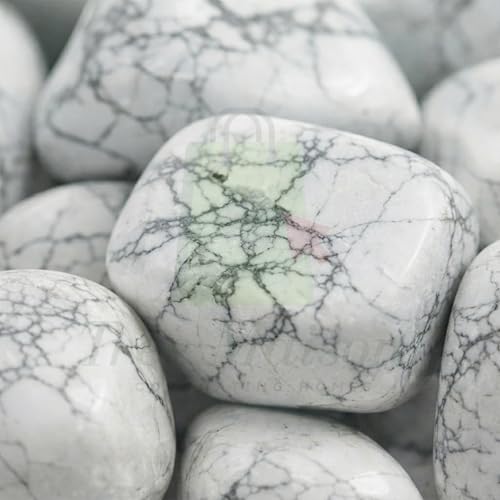 Image of Crystal Howlite Tumble Stone Pebble Tumbled Gemstone for Reiki Healing Vastu Correction Gravels for Aquarium Home Decor Garden Table 100 Gm