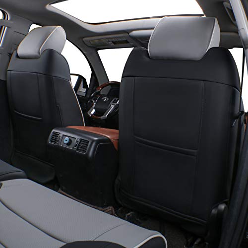 Image of EKR Custom Fit Tacoma Front Car Seat Covers for Toyota Tacoma 2016 2017 2018 2019 2020 2021 2022 2023 Double Cab /Access Cab - Front Row Only, Faux Leather(Black /Gray)