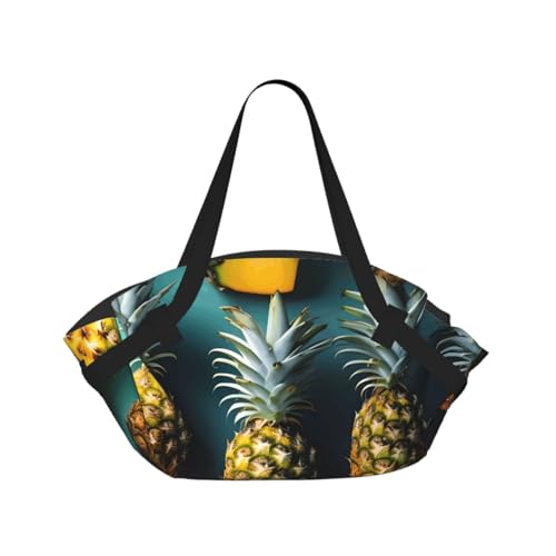 Sac de camping pliable ananas avec tapis imperméable pour plage et parc