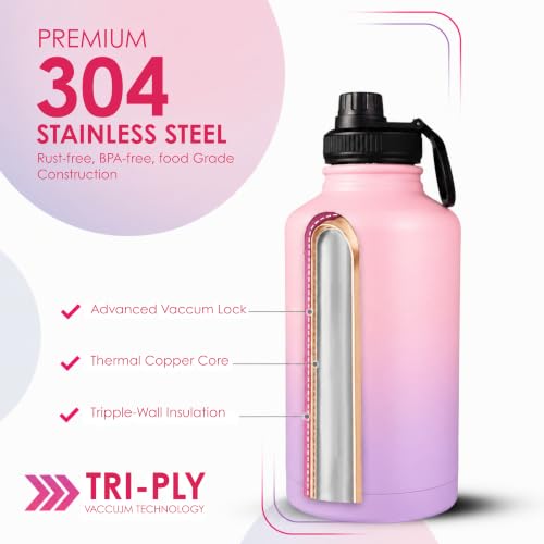 Image of DOCAT Water Bottle 1 Litre, Stainless Steel Sipper Water Bottle, Leak Proof Lid, Rust Proof, 24 Hours Hot and Cold Thermosteel Vacuum Insulated Water Bottle for Travel, Home, Gym, Office