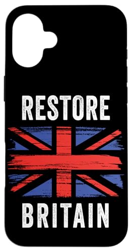 Restore Britain ? Flag UK Conservative Graphic (Black) �X�}�z�P�[�X iPhone 16 Plus �p