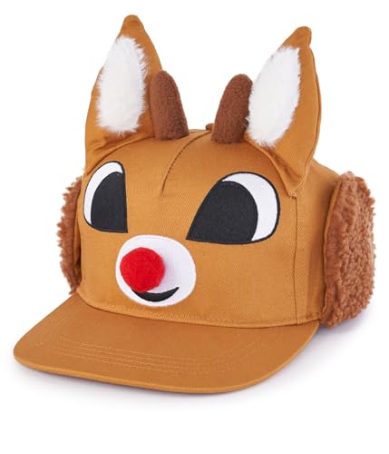 Bonnet de Noël Rudolph Tipsy Elves en tricot marron avec nez rouge