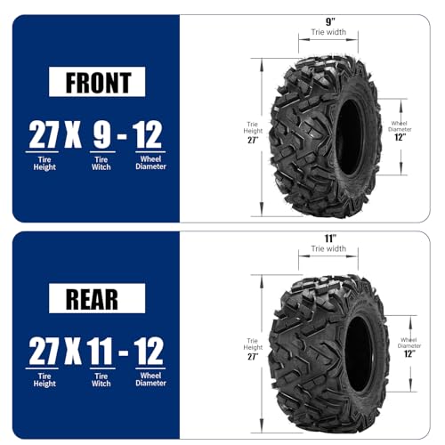 Image of Set of 4 FORERUNNER 27X9-12 & 27X11-12 ATV Tires, 6PR Tubeless UTV Tires, All-terrain Tires