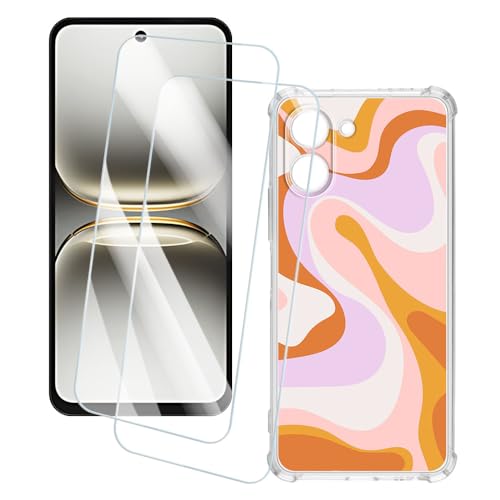 OAGELIM 2�Z�b�g �X�N���[���v���e�N�^�[ + �P�[�X Tecno Spark Go 3 4G 2026 (6.74 �C���`) �Ƃ̌݊������� �A�[�e�B�X�e�B�b�N�J�X�^���v�����g�J�o�[�Ƌ����K���X�t�B���� �X�N���b�`�h�~ (����)