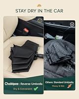 Chakipee Regenschirm Groß Sturmfest Kompakter Reise für Damen und Herren– Automatik Auf und Zu Taschenschirm Tragbarer UV-Schirm, Taschenschirme Schwarz 210T Beschichtung 106 cm Spannweite 8 Rippen – Ansicht 9