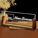 Desk Name Plate Personalized, Custom Acrylic Name Plate for Desk, Office Decor for Women Men, Appreciation Gifts for Coworkers Boss Teacher - Light-Up Name Plaque