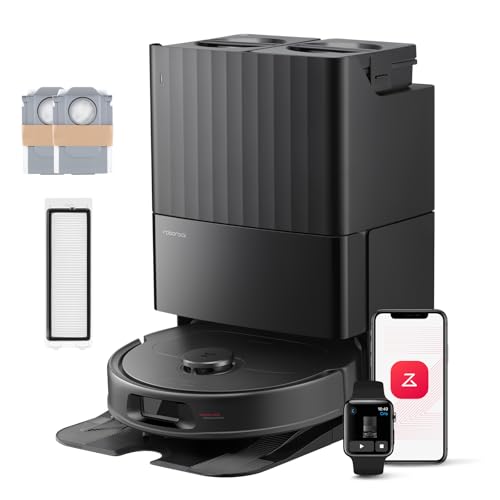 Roborock QV 35S-Set Saugroboter mit Wischfunktion, 10.000 Pa HyperForce Saugkraft, Anti-Tangle-Bürsten, Anhebbare Schleudermopps, Intelligente Hinder