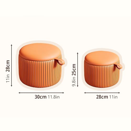 Pouf rond en cuir dans la chambre ou comme table basse - 2