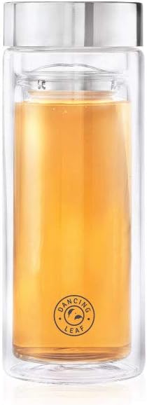 Sponsored Ad - Viajero Glass Tea Travel Tumbler With Removable Stainless Steel Infuser | Heat Resistant Double Walled Borosilicate Glass | Anti - Spill Lid |Perfect For Having Tea On-The-Go | Capacity - 350ml