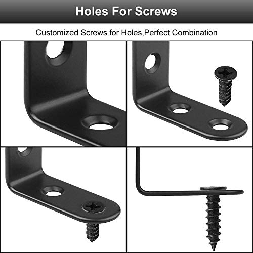Drenis 20Pcs Shelf Bracket Heavy Duty Black Steel L Corner Brace, Angle Brackets For Shelves,50Mm X 50Mm Bracket Fastener For Wooden Cabinet Bookshelves Bed Table, Fixing Furniture Fastener Hardware #TOP3