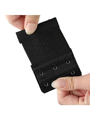 Allegra K 5 Pcs Black Dual Rows Adjustable Bra Extender Hook W Eye Tape #TOP4