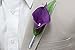 Angel Isabella Boutonniere-Real Touch Purple Hand-Made Keepsake Boutonniere Pearl Headed Pin Included (Silver Grey Ribbon Wrapped)