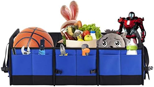 AUTOARK Multipurpose Car Trunk Organizer with Straps,Non-Slip Waterproof Bottom,Durable Collapsible Adjustable Compartments Cargo Storage,Upgraded Handle,AK-076