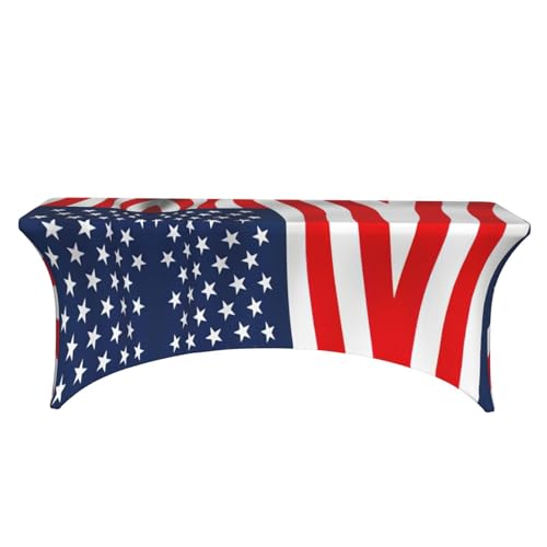 Housse de table extensible rectangulaire motif drapeau américain 1,8m - 3