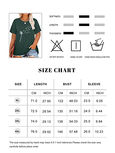 Womens Plus Size Tops Dandelion Tshirt Summer Short Sleeve Crew Neck Loose Casual Tee Shirt(1X-4X) #TOP5