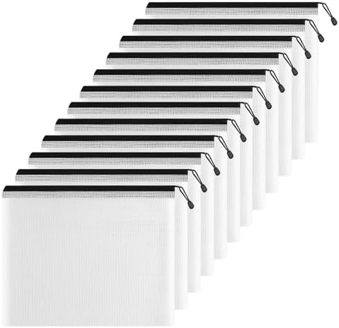 Pochette Document Zippée A6, 12PCS PVC Transparentes Document Dos...
