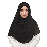 LMVERNA Chiffon Scarf Plain Thick Luxurious Soft Chiffon Hijab Long Shawl Wrap Scarf (Black)