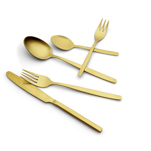 Echtwerk EW-BS-3075G Tafelbesteck Positano in Gold, 30-teilig für 6 Personen