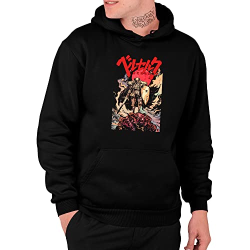 Moletom Algodão Anime Berserk Cavaleiro Caveira Cor:Preto;Tamanho:P