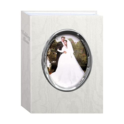 Pioneer Photo Album WFM-46, Bound Mini Wedding Photo Album with White Oval Framed Cover, 50 Pages Holds 100 4x6
