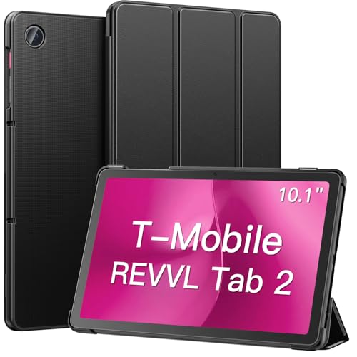MoKo Case for T-Mobile Revvl Tab 2 2025 Tablet 10.1 Inch, Slim Lightweight Leather Cover Full Protector Trifold Stand with Auto Wake/Sleep for Revvl Tab 2 Tablet 2025 Released, Black