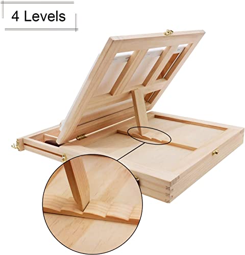 Lucycaz Tabletop Easel Set - Easel For Painting Canvases, Painting Easel Kits For Kids And Adults With Wood Canvas Stand, 12 Colors Acrylic Paints, 2 Brushes, Plastic Palette And Palette Knives #TOP2