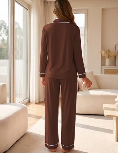 Image of ZMJ Womens Pajamas Sets 2 Piece Long Sleeve and Pant Pj Sets Button Up Sleepwear