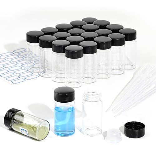 ETTSNU 10ml Clear Glass Vials with Screw Caps 20PCS