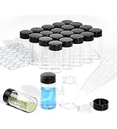 ETTSNU 10ml Clear Glass Vials with Screw Caps and Plastic Stoppers,Small Lab Sample Vials with Li...