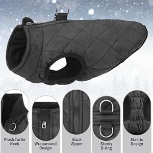 Scenereal winter dog vest coat with harness built in warm dog jacket for small medium dogs dog cold weather coats with zipper fleece puffer vest windproof snow clothes for puppy pet  urban country home decor