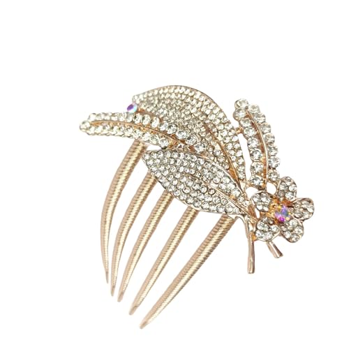 Image of BellaStella Premium Rhinestone Metal Side Hairpin Decorative Hair Bun Comb Bridal Wedding Hair Accessory For Women And Girls Pack of 1 Pc (White)