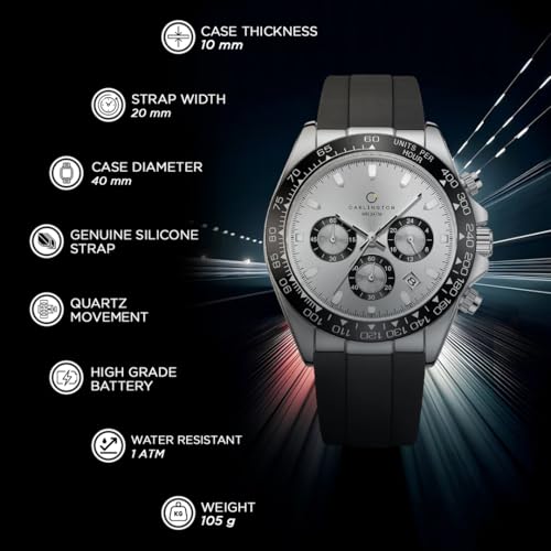 Image of Carlington Nitro Analog Chronograph Men's Polyurethane Strap Wrist Watch | Quartz Movement | Water & Shock Resistant Watch for Men | Casual & Formal Wear - CT 8054
