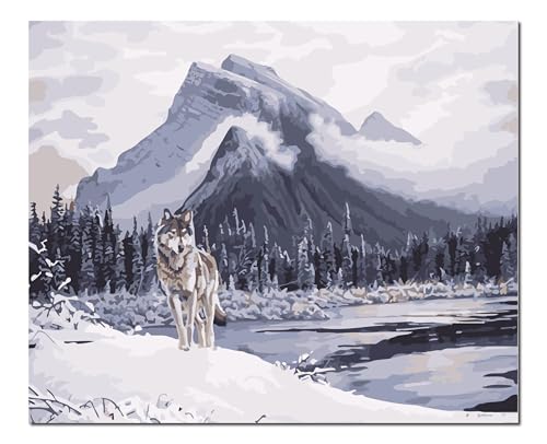 Peinture par numéros loup pour un atelier créatif relaxant à la maison