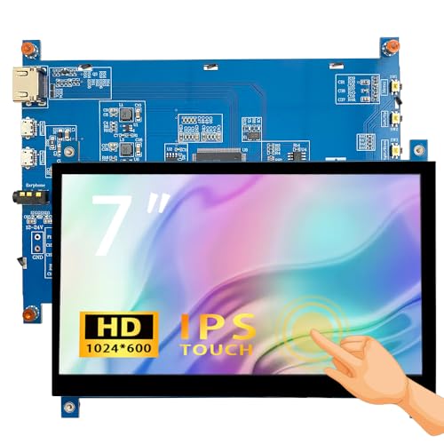 Image of 7 Inch HDMI Display Monitor 1024x600 IPS Screen with Capacitive Touch- Portable HD Monitor for Raspberry Pi, PC, Laptop, DIY Projects w /Micro USB Power, Mounting Holes & Adjustable Brightness