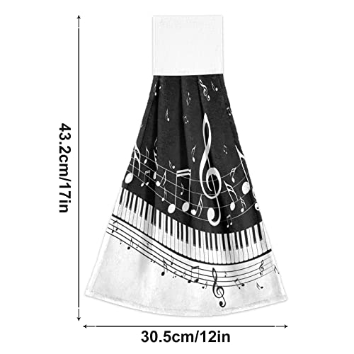 Zzkko Music Note Kitchen Hand Towel Set Of 2 Hanging Towels With Hook & Loop Home Decor Bath Hand Towel Hang Cloth Tie Towel Absorbent #TOP2