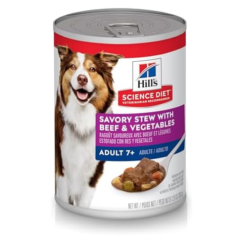 Hill's Science Diet Senior 7+ Canned Dog Food, Savory Stew with Beef & Vegetables, 12.8 oz. Cans, 12-Pack Cover