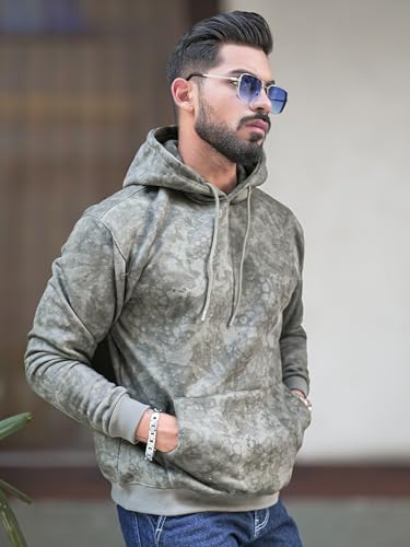 Image of Maniac Mens Spray Printed Hooded Neck Full Sleeve Loopnet Sweatshirt for Men