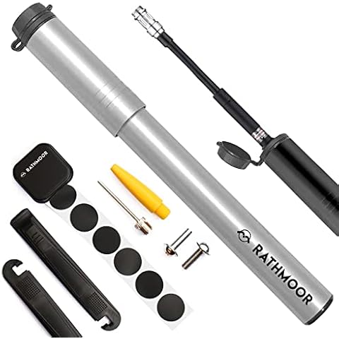 Rathmoor CNC Machined Bike Mini Pump with inline Gauge and Glueless Repair Kit (Silver) Cover