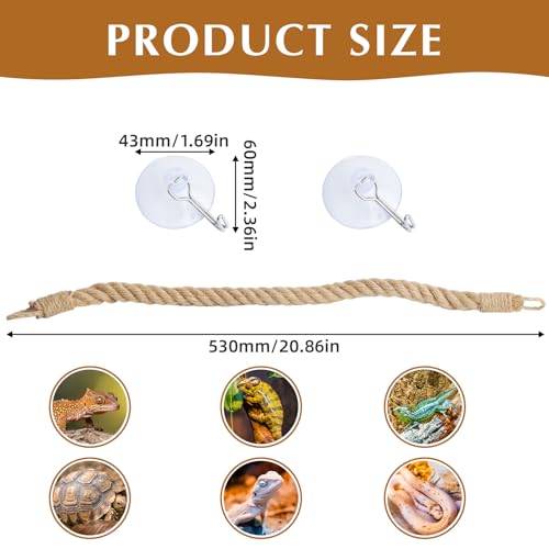 Cuerdas de cáñamo para escalada de reptiles accesorios tanque 55cm 3