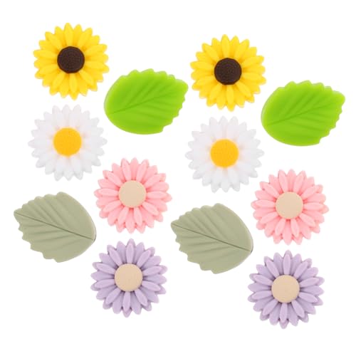 LALAFINA 12pcs Knitting Needle Stopper Covers Protective Caps for Knit Needles Daisy Leaves